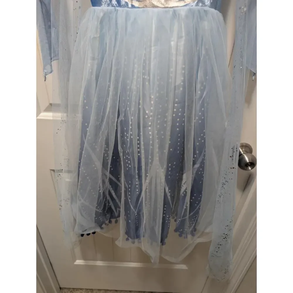 Girl’s Frozen’s Elsa Ice Queen Costume Dress Princess Sz 140 CM, US 10 Halloween